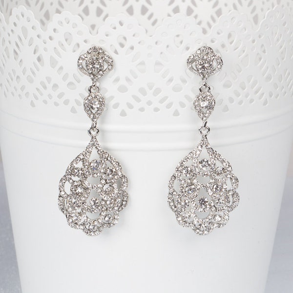 ELIANA Kronleuchter Vintage Kristall Braut Ohrringe Lange Ohrringe Viktorianischen Stil Hochzeitsschmuck Tropfen Hochzeit Ohrringe