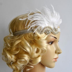 El gran Gatsby, tocado flapper de los años 20, inspiración vintage, tocado nupcial de la década de 1920, década de 1930, diadema de pedrería, tocado de aleta de pedrería