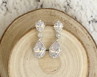 ANDREA Crystal Bridal Earrings, Wedding earrings long earrings, Crystal Swarovski Bridal jewelry, Wedding Jewelry set Bracelet gift