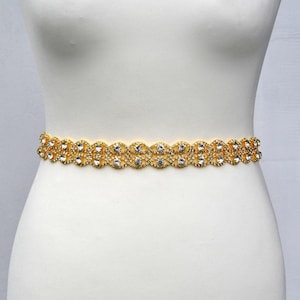 Gold crystal Dress Sash Belt, Wedding dress Bridal Sash,Wedding Rhinestone Sash, thin Bridal Bridesmaid Sash Belt, Wedding dress sash