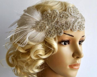 Flapper Rhinestone Gatsby Headband Gatsby Wedding hairpiece Rhinestone Great Gatsby Crystal Headband Bridal Headpiece 1920s Flapper headband