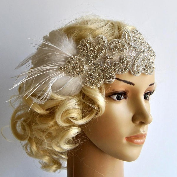 Flapper Rhinestone Gatsby Headband Gatsby Wedding hairpiece Rhinestone Great Gatsby Crystal Headband Bridal Headpiece 1920s Flapper headband