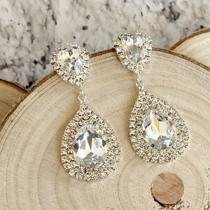 Crystal Bridal Earrings, RILEY Wedding earrings, Long Bridal earrings, Bridesmaids, Great Gatsby 1920s Wedding Jewelry Long Crystal Earrings