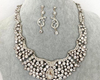 Bridal Jewelry Set ZURI Wedding Jewelry Sets for Brides Chandelier Bridal Necklace Earrings Set Drop Crystal Jewelry Vintage Bridesmaids