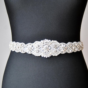 SALE 34&quot; Wedding Dress Sash Belt, Luxury pearl Crystal Bridal Sash, crystal Bridesmaid Sash Belt, Wedding dress sash all around belt gift