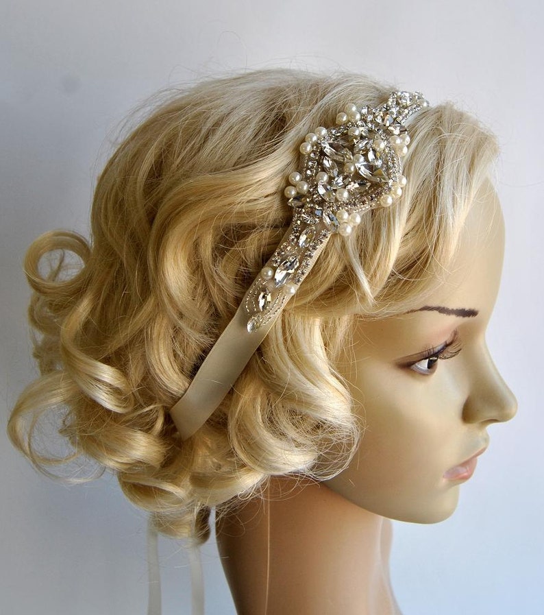 Crystal Pearls Rhinestone , Bridal Headband, Wedding Headband, Wedding Headpiece, Halo Bridal Headpiece image 3