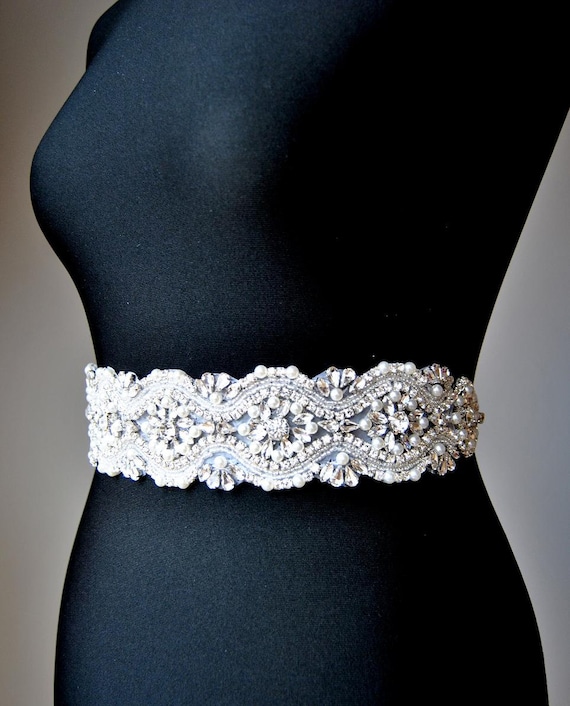 Luxury 2 Inch Wide Crystal Bridal Sash Wedding Dress Sash Belt Pearls Sash  Rhinestone Bridal Bridesmaid Sash Gift Wedding Dress Sash CHLOE -   Canada