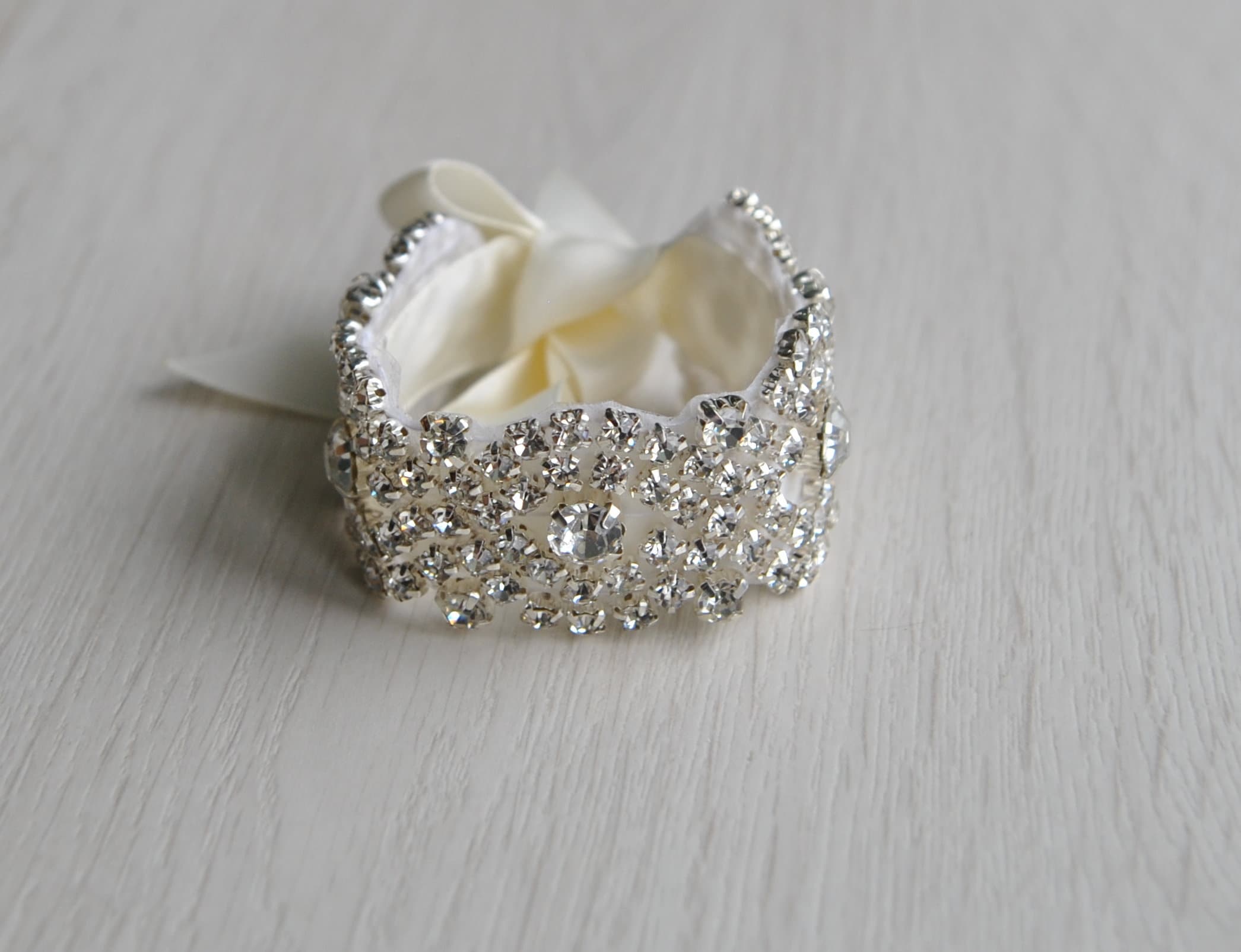Crystal Bracelet Rhinestone beaded cuff bracelet- bridal