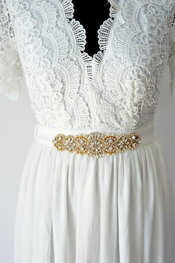 gold embellished belt for dress Gilded Bloom Gold Linear Mirror Embellished Waist Belt, Ethnic Statement Jewelry main image 0