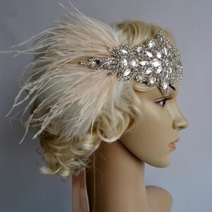 Glamour Rhinestone flapper Gatsby Crystal Headband, Wedding Headpiece, Bridal Headpiece, 1920s Flapper feathers image 4