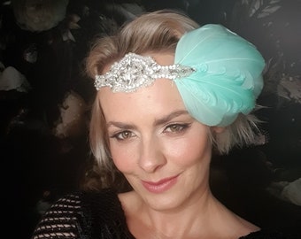 Mint Green crystal headpiece, crystal flapper Gatsby Headband Wedding Headband, Headpiece Bridal Headpiece, 1920s Flapper headband gift