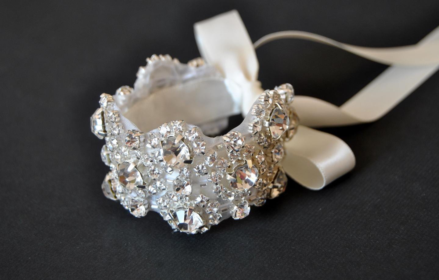 Crystal Bracelet Rhinestone beaded cuff bracelet- bridal