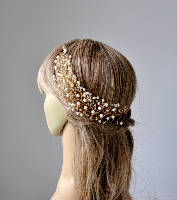Bridal Headpiece Hair Comb Vine Wedding Veil Comb Pearl Hair Comb Hair Vine Wedding Veil and  main image 2
