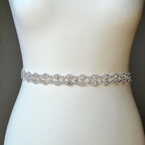 18&quot;- 36&quot; Thin All around Dress Sash Wedding dress Bridal Sash AFRODYTA Sash Rhinestone Bridal Bridesmaid Sash Belt, Wedding dress sash gift