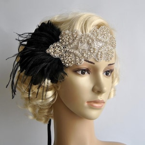 Rhinestone flapper Gatsby Headband, Wedding Headband, Crystal Headband, Wedding Headpiece, Halo Bridal Headpiece, 1920s Flapper headband