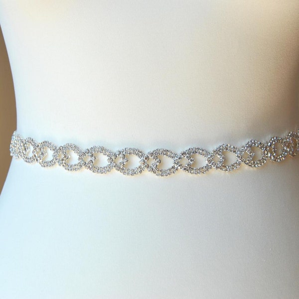 Thin Rhinestone Belt Bridal Sash Bridesmaids Belt Crystal Wedding Sash Rhinestone Sash Belt, Bridesmaid Gift - TEMIDA