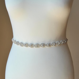 Wedding dress Bridal Sash,Wedding Rhinestone Sash, Rhinestone Bridal Bridesmaid Sash Belt Gift, Thin Wedding dress sash  all around- Bella