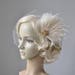 Bridal Veil and gold champagne fascinator Downton Abbey 1920's flapper headpiece ivory, Great Gatsby, birdcage veil set, Feather fasciantor