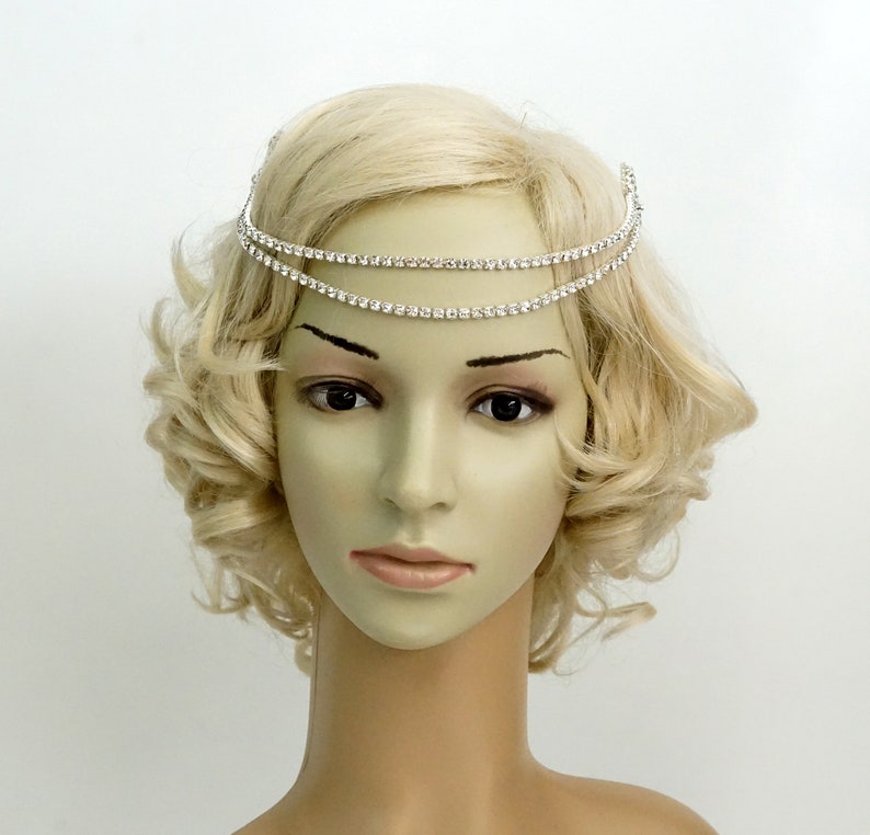 Chain Bridal Rhinestone Headband 1920s Chain the Great Gatsby Etsy