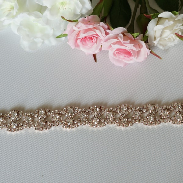 Ceinture de mariée fine en or rose, robe de mariée en or rose Ceinture de mariée en or rose strass pour demoiselle d'honneur, ceinture de robe de mariée