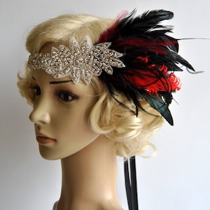 El gran Gatsby, tocado flapper de la década de 1920, inspiración vintage, tocado nupcial de la década de 1920, década de 1930, diadema de pedrería, tocado flapper con cuentas