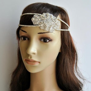 Gorgeous 1920's rhinestone flapper headband,1920s wedding Gatsby rhinestones flapper Headpiece headband,Bridal Wedding Rhinestone Headpiece image 3