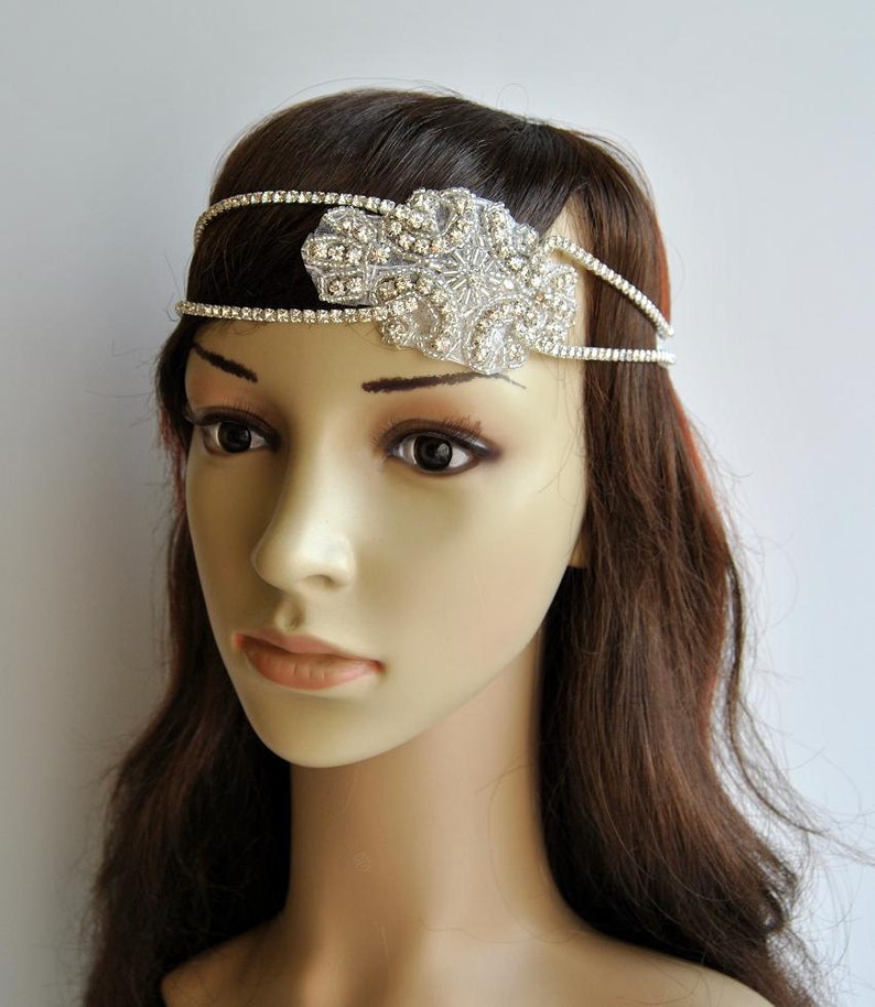 Gorgeous 1920's rhinestone flapper headband,1920s wedding Gatsby rhinestones flapper Headpiece headband,Bridal Wedding Rhinestone Headpiece image 3