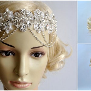 Glamour Crystal flapper Gatsby Headband Headpiece, Bridal Chain 1920s Wedding Crystal Headband Headpiece, 1920s Flapper headband ANGEL image 8