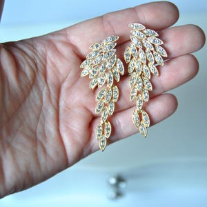 Gold Chandelier Earrings, Crystal Earrings Megan Bridal Earrings, Bridal Jewelry, Crystal Wedding Earrings ,Long Great Gatsby 1920s earrings image 3