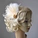 1920s Rhinestone head piece Bridal Veil White hairpiece headbpiece Feather 1920s Headpiece Bridal fascinator Wedding Veil and fascinator