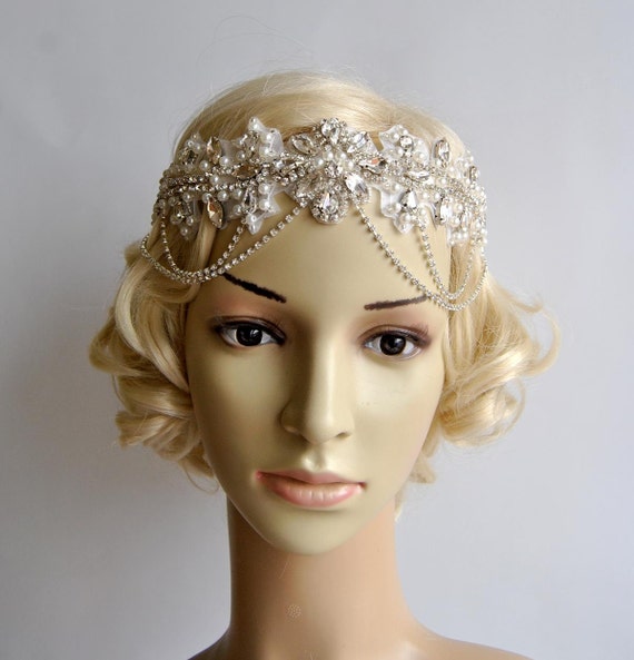 Silver Crystal Rhinestone Headband 1920s Flapper Headpiece Gatsby Prom Bridal Rhinestone Headpiece Flapper Headband 1920s Gatsby Crystal  main image 4
