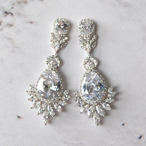 LAUREN Braut Ohrringe, Kristall Hochzeit Ohrringe, Swarovski Ohrringe, Brautjungfern Geschenk, Lange Braut Kristall Ohrstecker, Hochzeitsschmuck