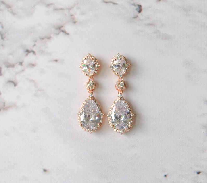 ANDREA Bridal Earrings Crystal Wedding Earrings Swarovski - Etsy