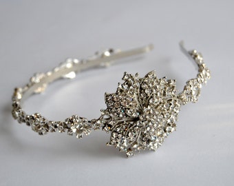 Rhinestone 1920s Headpiece, Flapper headband, Flapper headpiece, 1930's, The Great Gatsby, Rhinestone crystal flapper headpiece headband