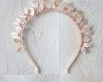 Wedding Leaf Headband. Greek Goddess Leaf Crown, Leaf Tiara,Boho Wedding Tiara, Wedding Headpiece, Gold Leaf Tiara, Woodland Bridal Crown