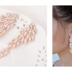 Gold Chandelier Earrings, Crystal Earrings Megan Bridal Earrings, Bridal Jewelry, Crystal Wedding Earrings ,Long Great Gatsby 1920s earrings image 8