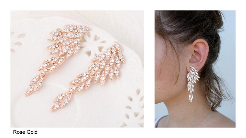 Gold Chandelier Earrings, Crystal Earrings Megan Bridal Earrings, Bridal Jewelry, Crystal Wedding Earrings ,Long Great Gatsby 1920s earrings image 8