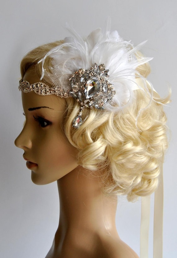 Glamour Rhinestone Flapper 1920s Headpiece Rhinestone Headpiece Bridal Wedding Headband Headpiece Great Gatsby Headpiece Rhinestone Flapper