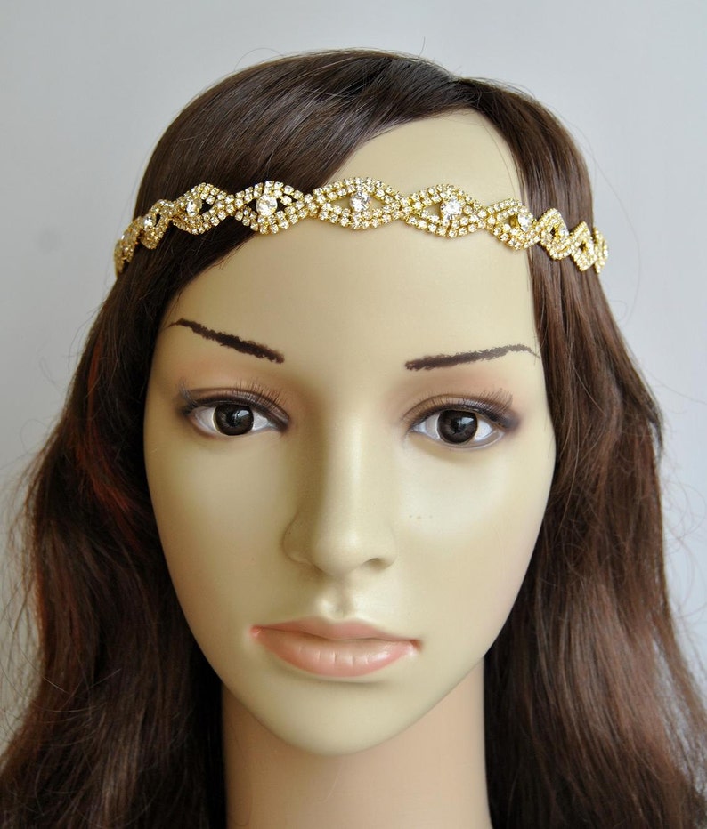 Gold Rhinestone Headband Great Gatsby Headband Crystal Etsy