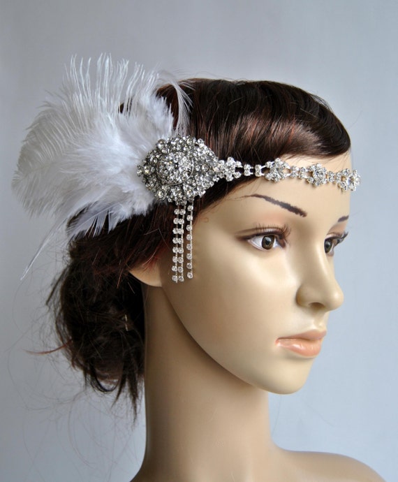 Charming Rhinestone Headband 1920s Great Gatsby Headwear Wedding Dress Sash