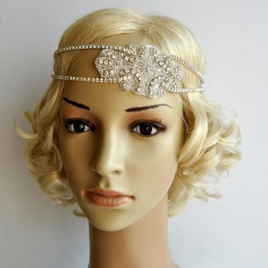 Gorgeous 1920's rhinestone flapper headband,1920s wedding Gatsby rhinestones flapper Headpiece headband,Bridal Wedding Rhinestone Headpiece image 1