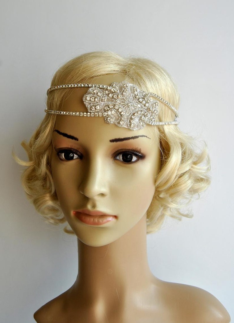 Gorgeous 1920's rhinestone flapper headband,1920s wedding Gatsby rhinestones flapper Headpiece headband,Bridal Wedding Rhinestone Headpiece image 1