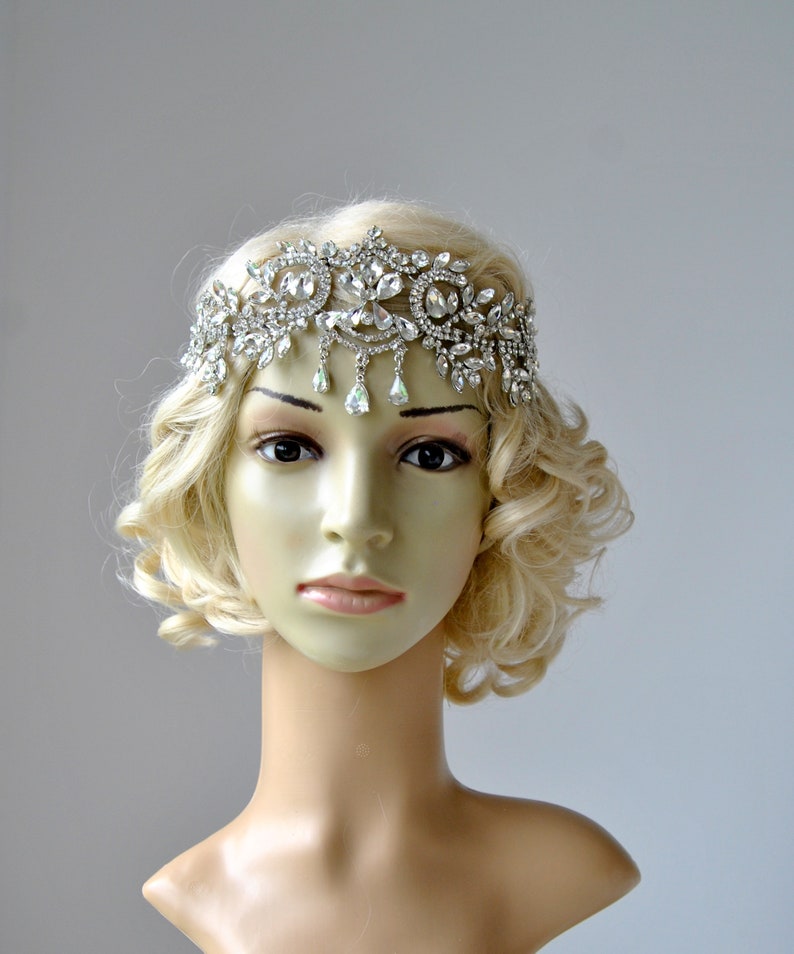 1920s Flapper headband VIRGINIA Glamour Silver Gold Rhinestone Flapper Gatsby Headband Wedding Crystal Headband Headpiece Bridal Headpiece