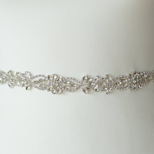 Thin Bridal Sash Belt, Wedding dress Bridal Sash, rystal Rhinestone Bridal Bridesmaid Sash Belt, Bridesmaid Crystal dress sash gift