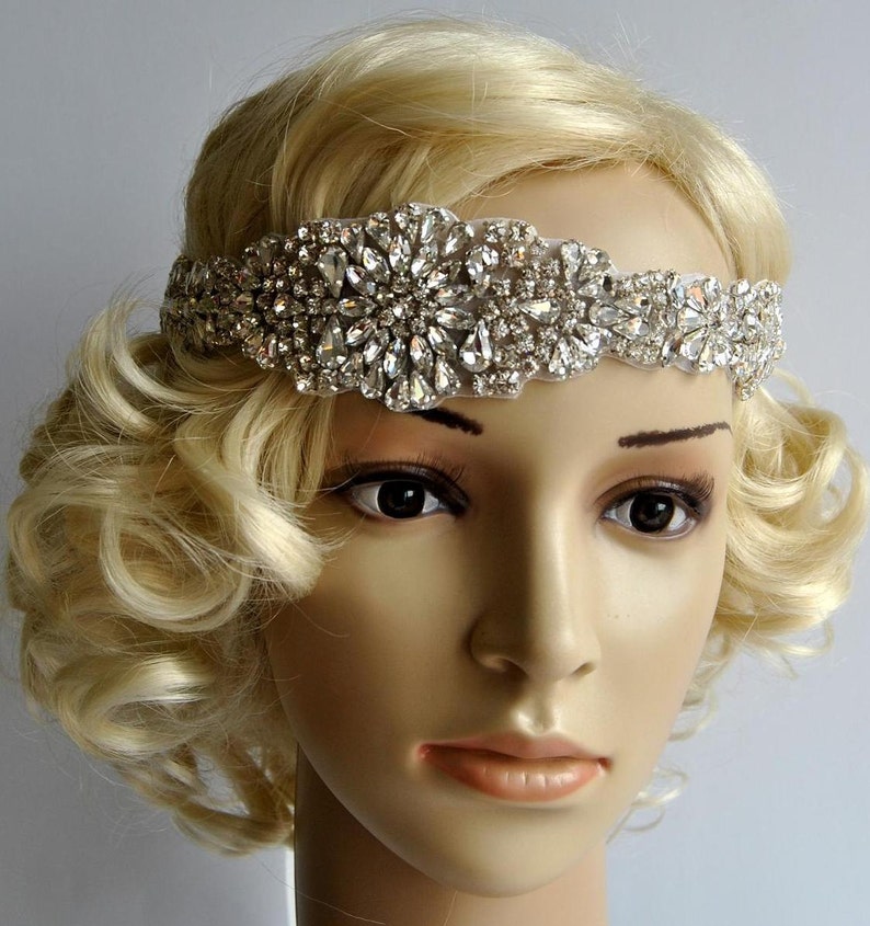 Glamour Luxury Rhinestone flapper Gatsby Headband, Wedding Headband, Crystal Headband Bridal Headpiece, 1920s Flapper headband image 1