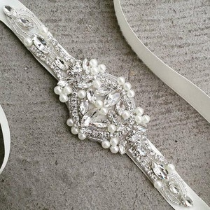 Crystal Pearls Rhinestone , Bridal Headband, Wedding Headband, Wedding Headpiece, Halo Bridal Headpiece image 2