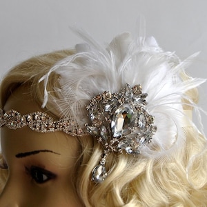 Glamour Strass Flapper 1920er Jahre Kopfschmuck, Strass Kopfschmuck Braut Hochzeit Haarband Kopfschmuck große Gatsby Kopfschmuck Strass Flapper