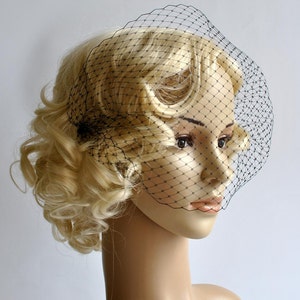 Black Bandeau Veil, Birdcage Veil, Wedding Veil, Bridal Veil, Russian Veil, Bird Cage Veil