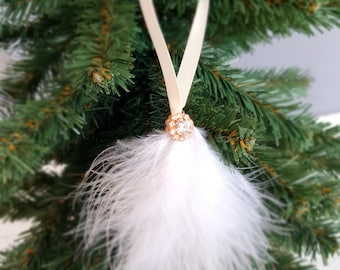 Feather christmas tree ornaments, set of feather winter decorations, Feather baubles Christmas decoration  ornament, memorial angel ornament