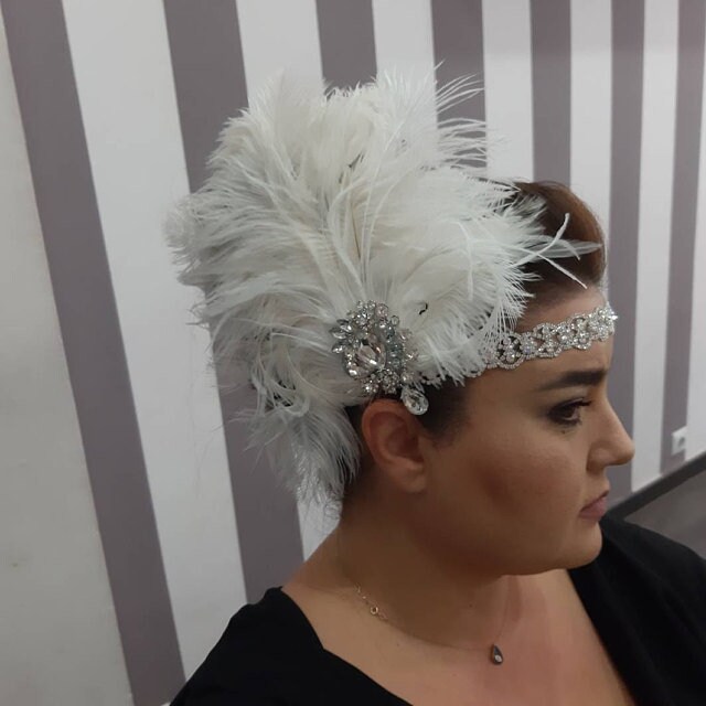 The Flapper Diamante 20's Party Pendant Headpiece - Silver main image 0